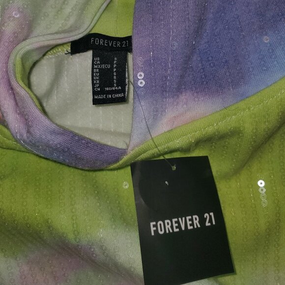 F21 Bling Tie Dye Cropped Hoddie Sweater NWT - Picture 4 of 11